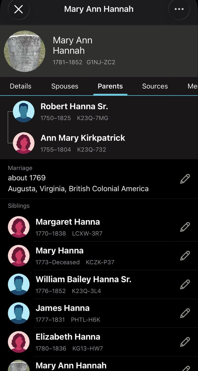 istvaeonic's tweet photo. @the_used729 @TheSublimeTruth FamilySearch has her dad as Robert Hannah, 10 sources. Geni has no sources, I could log into Geni right now and delete the name Frantz. Someone just made it up, for all I know you made it up. What difference does it make that Eisenhower was 1/8 British? He’s still 7/8 German https://t.co/G2UsRrZ5qk