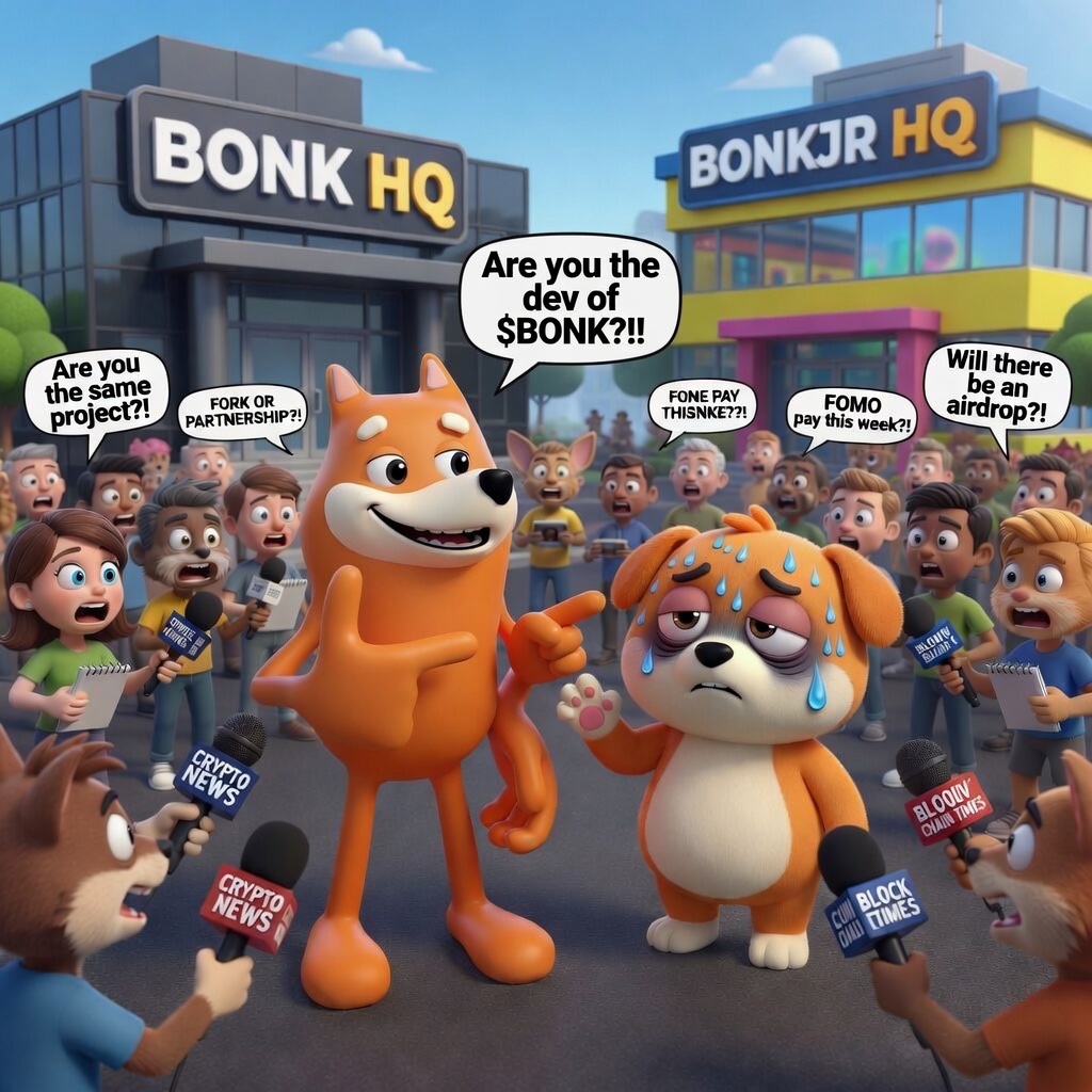 _BonkJr's tweet photo. 🚨 PSA (Please Stop Asking) 🚨

$BONKJR  and $BONK are NOT cousins, NOT siblings, NOT roommates, and definitely NOT in the same group chat.

We don’t share team members.
We don’t share devs.
We don’t even share WiFi.

One is $BONK.
The other is $BONKJR.
That “JR” is doing a LOT of heavy lifting 😭

Please stop sending marriage proposals, partnership requests, and “are you the same?” DMs.

We are strictly independent.
Like “don’t sit next to me in class” independent.

$BONKJR 🫡

$SOL #Memecoin