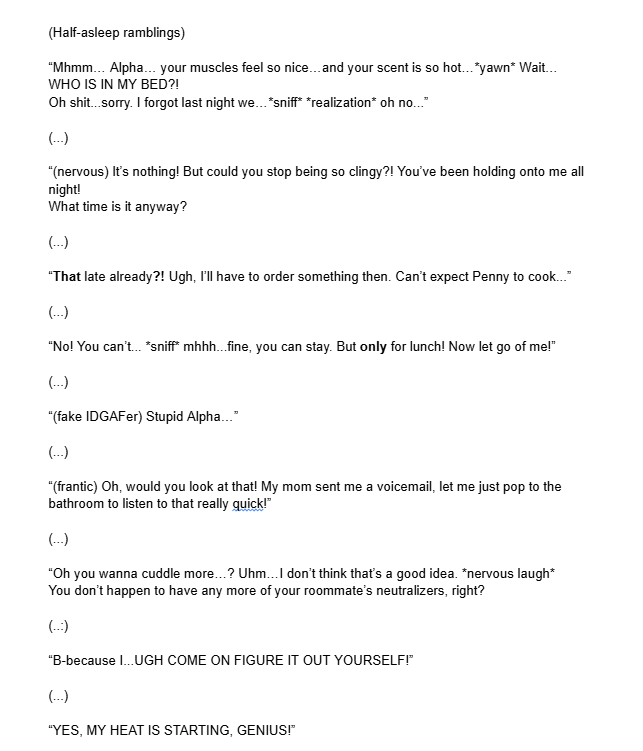 Sapphic_Kate's tweet photo. Omega Will Part 5 next week! 🖤❤️
I was hoping to finish this week but IRL stuff is weighing on me around all at once.

Doing a scene with 4 voiced characters at once is really pushing the limits of my abilities😅

But here, have a little sneak-peek at the start of the script! https://t.co/5kpNNXzsRR