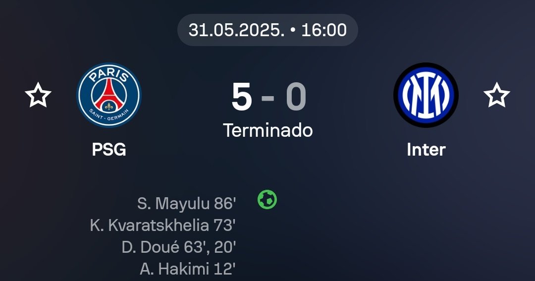 michumm7's tweet photo. El PSG ganó sus únicas dos finales de UEFA Champions League el mismo día que jugaron Danubio y Progreso por el Torneo Intermedio 2025 y 2026.

Random. https://t.co/bCt2DzzBUh