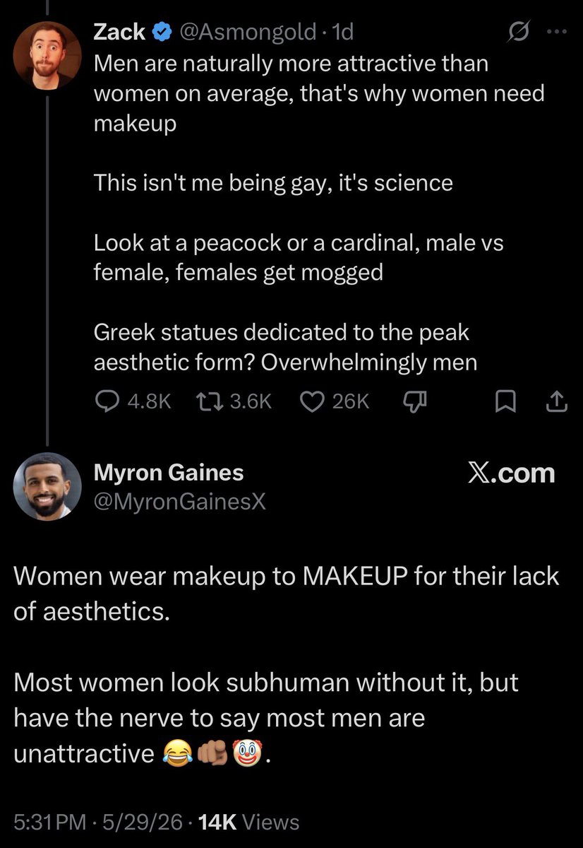 MisfitPatriot's tweet photo. If you’re a man and you think men are more attractive than women, you’re gay. 

Full stop. https://t.co/gsW8sD84At