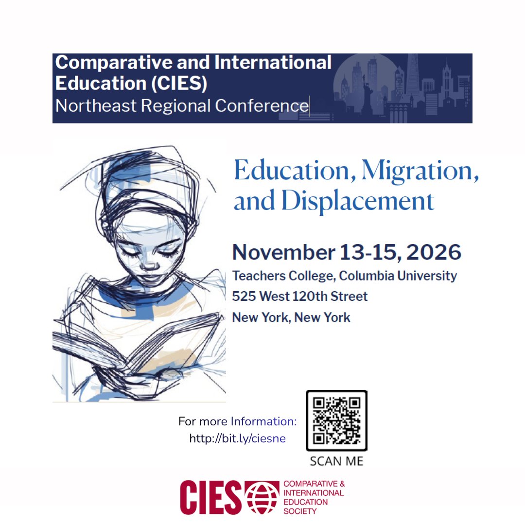 cies_us's tweet photo. 📢 Reminder: Tomorrow, May 31, is the final day to submit abstracts for CIES Northeast 2026

Education, Migration &amp; Displacement
🗓️ Nov 13–15 | 📍 Teachers College, Columbia University

Be part of the conversation.
@TeachersCollege https://t.co/CPXbuQSBjH