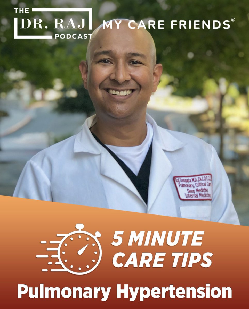 DoctorRajD's tweet photo. Today on The Dr. Raj Podcast we are featuring another 5 Minute Care Tips segment from our pals at @mycarefriends! This segment discusses Pulmonary Hypertension and you can tune in now on the podcast or the My Care Friends YouTube channel. https://t.co/i4H2uReQ0w