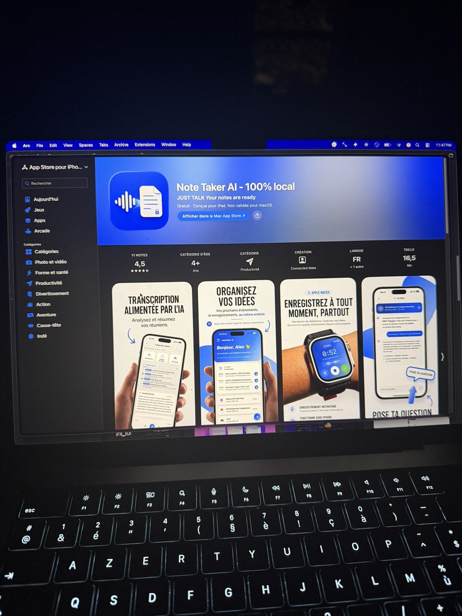 AlexCormeraie's tweet photo. If you have an iPhone 15 or newer, this app is for you !!

What many people don’t realize is that their iPhone already contains powerful AI models running directly on the device. Yet very few apps actually use them.

At the same time, many of us are still paying every month for AI tools that send our data to the cloud.

So I built my own app.

It’s free, and it will stay free.

With NoteTaker AI, you can use the AI you already paid for through your iPhone to summarize meetings, organize ideas, transform voice memos into actionable notes, create reminders, and even help you stay on top of your next steps.

I built this app because I strongly believe in local AI. To make local AI truly useful, we need apps designed for specific use cases rather than one-size-fits-all solutions.

The results won’t always be the same as ChatGPT, but your data stays on your iPhone. No cloud. No subscriptions. More privacy.

Try it now:
https://t.co/xNflfqiyd3