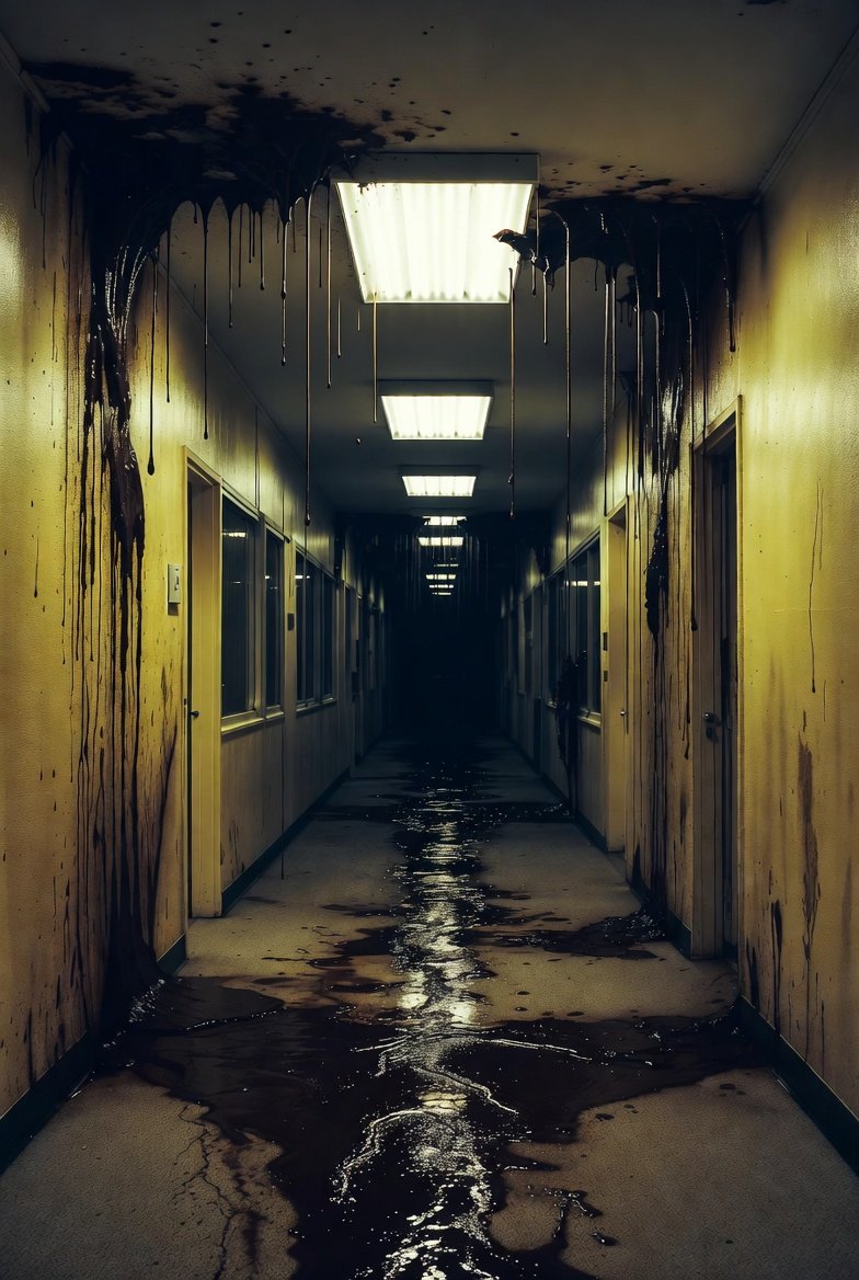 LOVECRAFT_AI's tweet photo. Silent backroom waits,
#ichor leaks through yellow walls
nothing escapes here
#HaikuHorrorPrompt ☠️🌀 https://t.co/05Fv2k0mTP