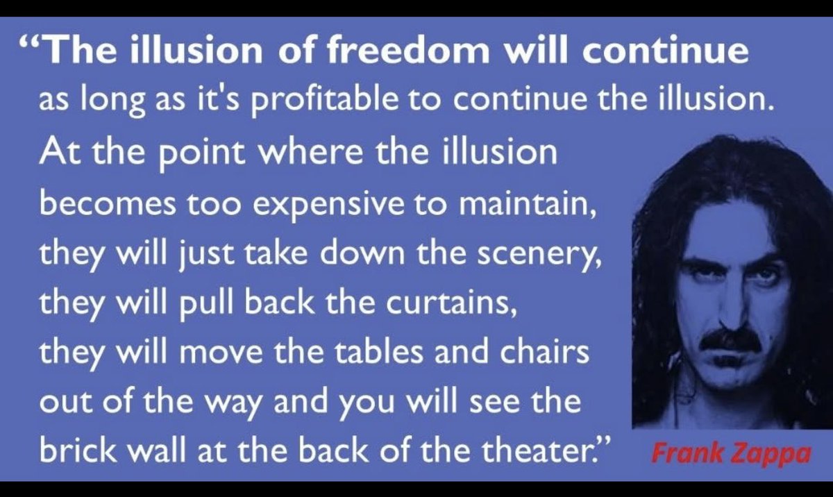 CarterCarter51's tweet photo. It’s all a show. It makes sense if you understand that there is no left and right in our government. They pretend to fight so we will fight. Go study my page if you want deeper explanation. They have told us what they are really doing. Frank Zappas dad was a scientist for their society. He knew the truth and what he describes here is what is happening in real time.