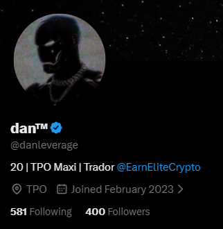 danleverage's tweet photo. Thanks for 400 followers, probably only 20 real people kek

Will do a 100k prop giveaway at 500 to a couple peeps

Gonna post alot more trades, mostly stocks since crypto I think will be stale during summer. Let's get it https://t.co/I29P8ArPbA