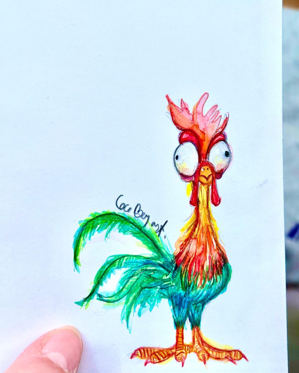 Ana9Lisa's tweet photo. El mini dibujo de hoy es un pollo loco con suerte, con mucha suerte. Bona nit ❤️ https://t.co/FIySvirrzd