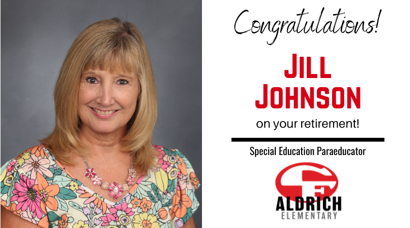 CF_schools's tweet photo. After 25 years of dedicated service, Jill Johnson is retiring as a Special Education Paraeducator at Aldrich Elementary! Thank you, Jill, for your lasting impact on our students and community! https://t.co/UUW2Bk086c