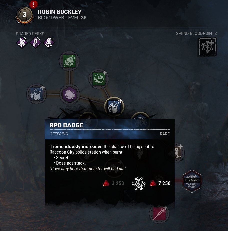 LunarButKewl's tweet photo. When your trying to spent bloodpoints but your RPD badge is in a match
#dbd https://t.co/v1zmTaJe2m