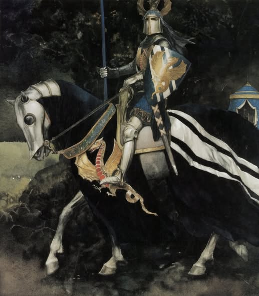 fabiaschi's tweet photo. The Blue Knight by Alan Lee https://t.co/wGygotBWs5