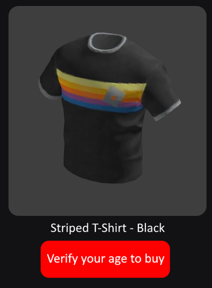 ChannelSuzumiya's tweet photo. Roblox is age restricting items now. They're still up, but claimable as usual when you verify.

If you had the item before the change and haven't been assigned an age group, you will still have access to the item. https://t.co/DVKZPcGIBt