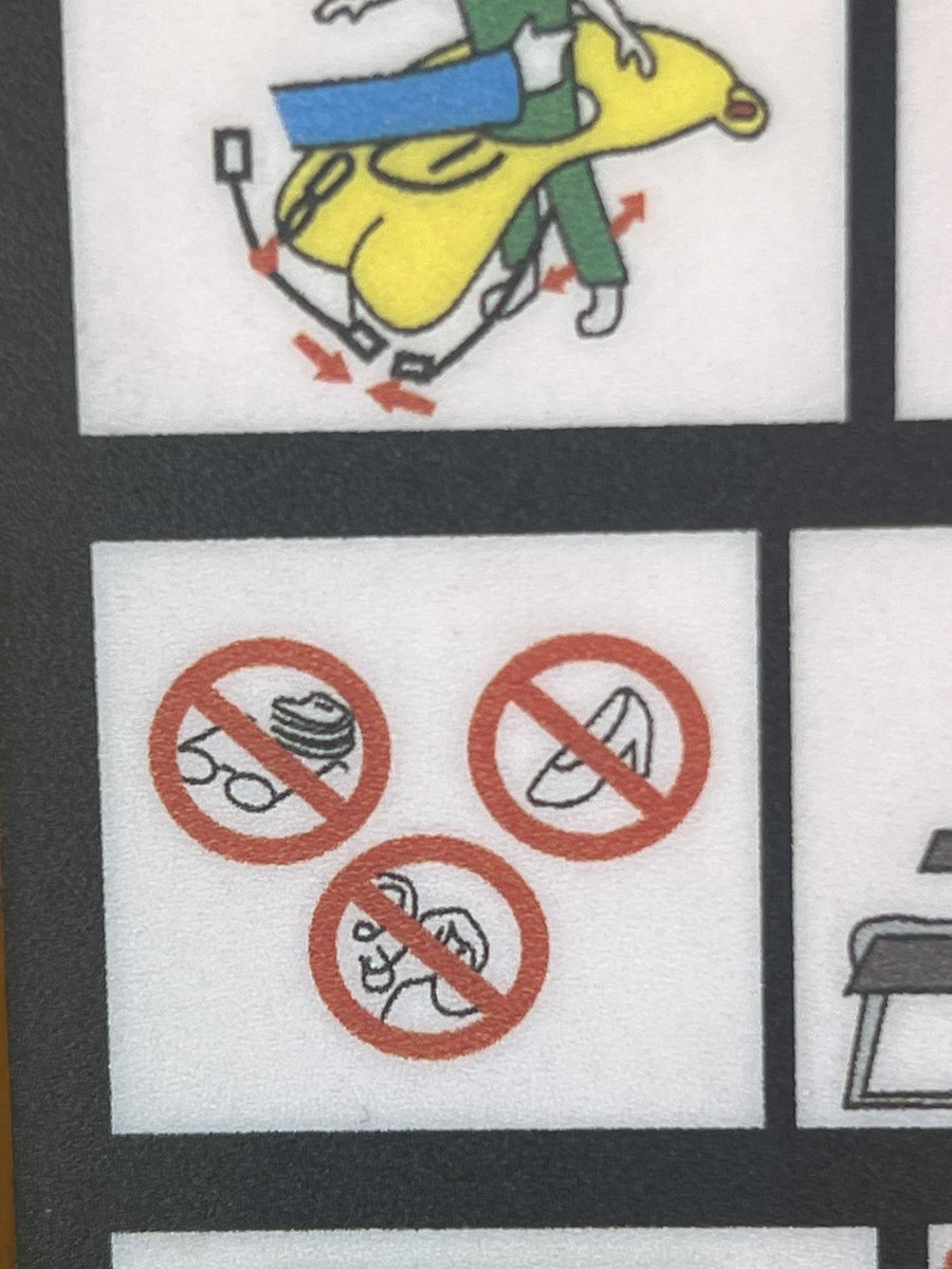 RuShawAmy's tweet photo. @Ryanair please solve our mystery- what is the picture in bottom red circle please? What does it mean? https://t.co/Xjog8dDszP