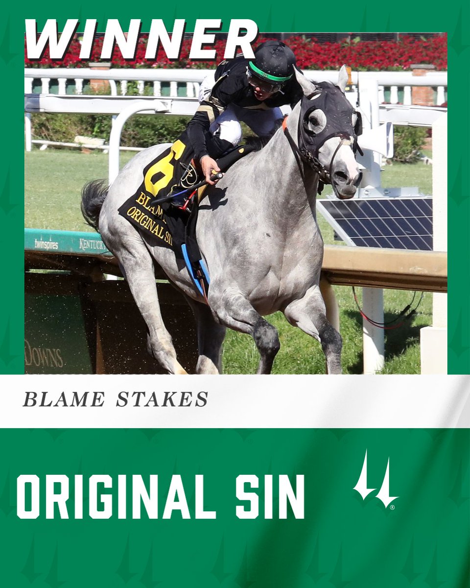 ChurchillDowns's tweet photo. Congratulations to the connections of Original Sin for a big win in the Blame Stakes (GIII).

Jockey: Tyler Gaffalione
Trainer: Brendan P. Walsh
Owner: Calumet Farm https://t.co/Pa2wz3cmgw