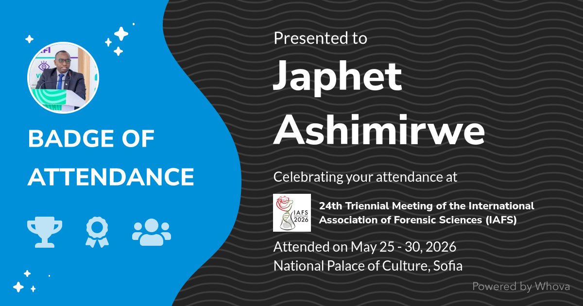 JaphetASHIMIRWE's tweet photo. 🎉 Just had an incredible experience attending 24th Triennial Meeting of the International Association of Forensic Sciences (IAFS)! 🎉  - via #Whova event app https://t.co/Re3epB726o