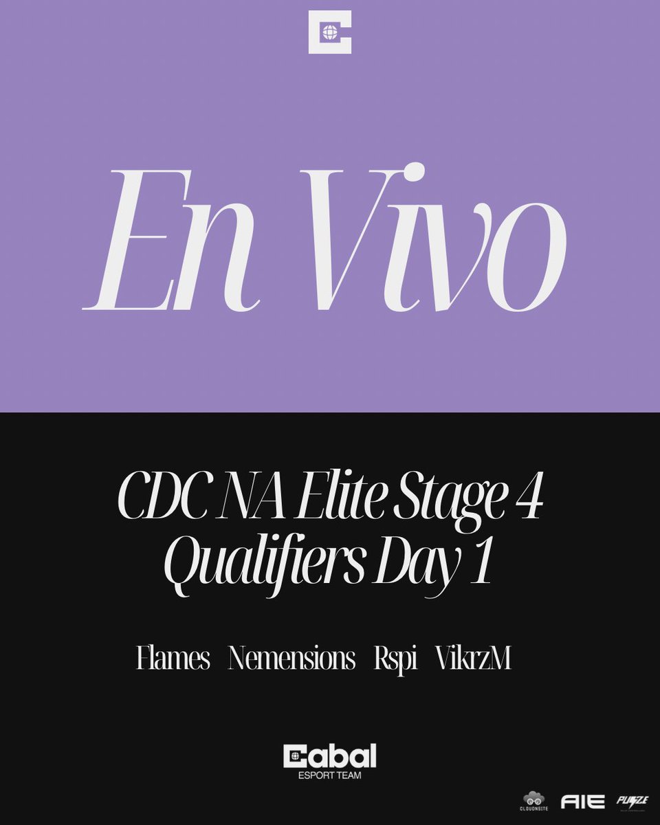 CabalEsportTeam's tweet photo. EN VIVO

CDC NA STAGE 4 QUALIFIERS

🌐@Flames4K
🌐@Nemensions
🌐@Rspiii
🌐@vikrzm_

💼@Im_Afflicted

Match updates will be posted on @CabalCOD

#TheProgram https://t.co/pCGAsELddy