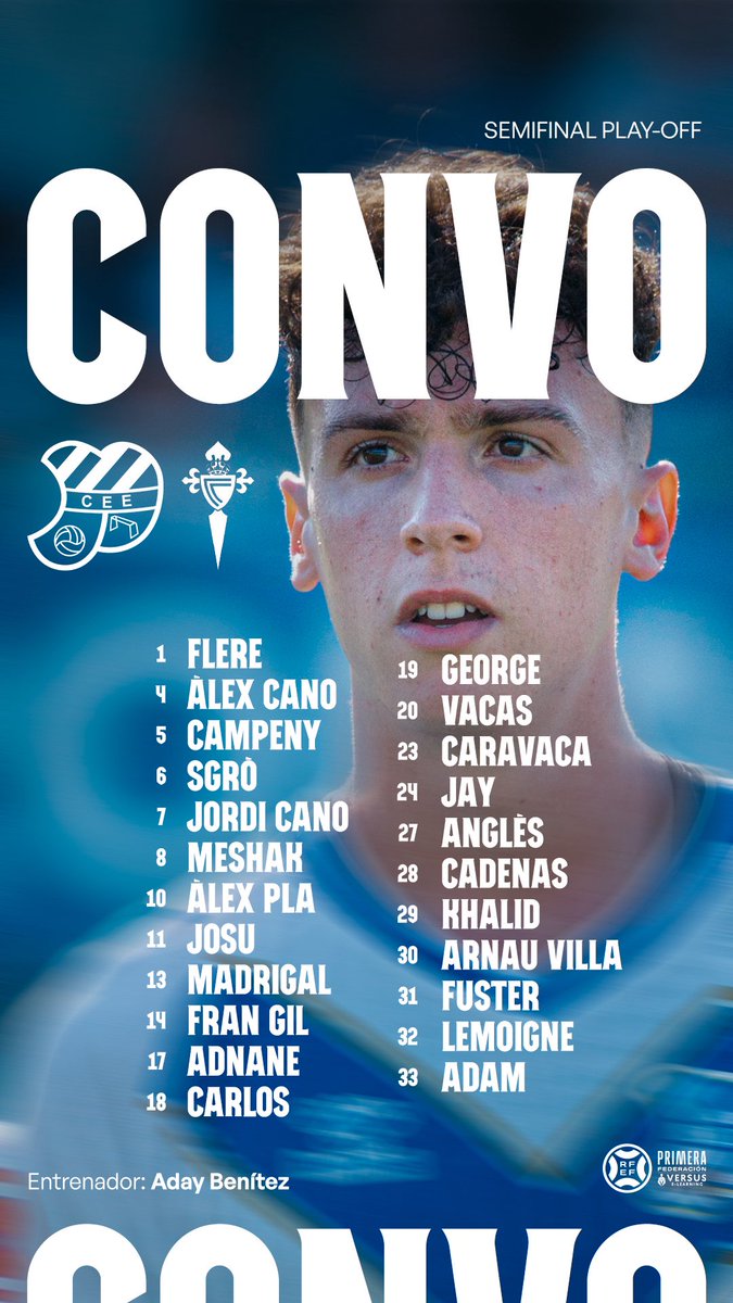 CEEuropa's tweet photo. La convocatòria per l’anada de la semifinal! 🏟️

#EuropaCeltaFortuna #futbolcat https://t.co/iNb0XVRZXc