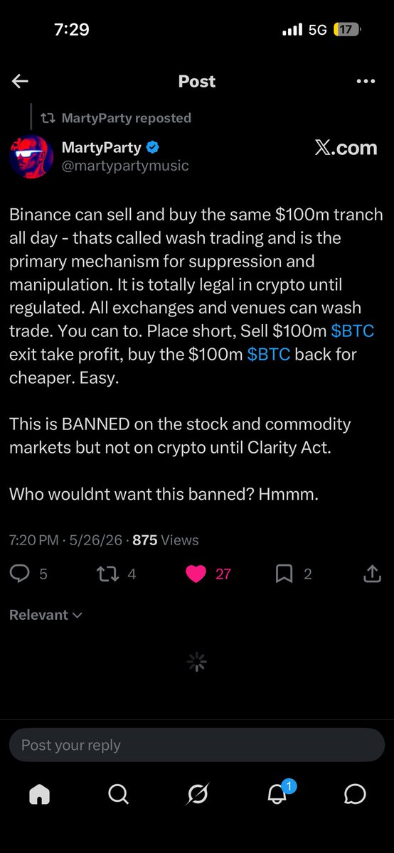 EuroIRL's tweet photo. @ChadSteingraber They need to pass the clarity act to end the market manipulation. It’s getting ridiculous at this point lol https://t.co/IyS4KTcmoX