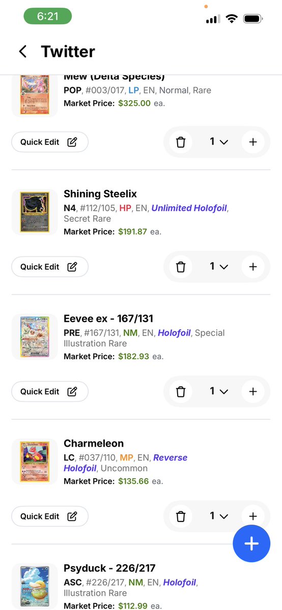 PokemonSlug's tweet photo. ⭐️Pokémon TCG Sale⭐️

I have some cards for sale!! Conditions are in the TCG Player Prices! As always, send offers and ask for individual photos.  $4 BMWT / $1 PWE (Buyers Risk).  RTs Appreciated! https://t.co/v3bjqEOpvq