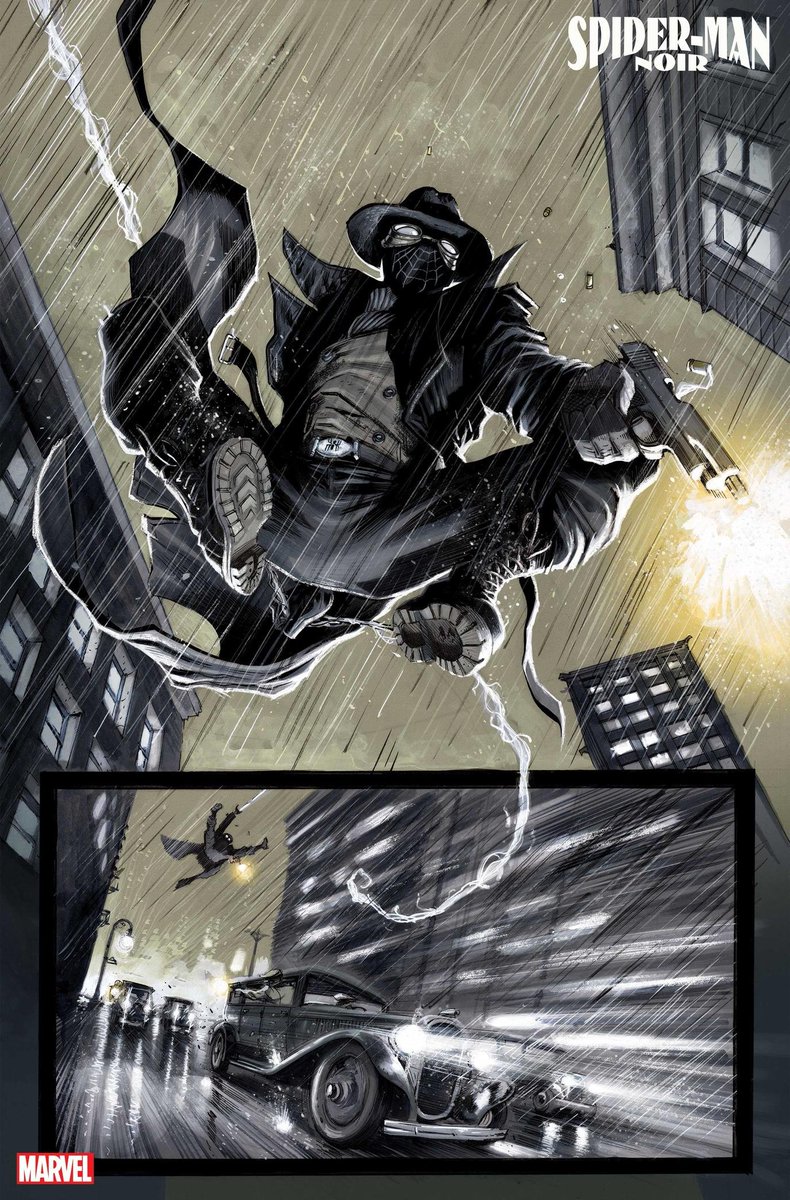 PedroGeek's tweet photo. Se você conhece o Spider-Man Noir apenas pelos filmes e da série, vale a pena conhecer sua HQ de origem.

Spider-Man Noir (2009) transforma o amigão da vizinhança em um vigilante sombrio na Nova York dos anos 30.

Uma das versões mais únicas do Homem-Aranha. https://t.co/rpTQip8Yt8