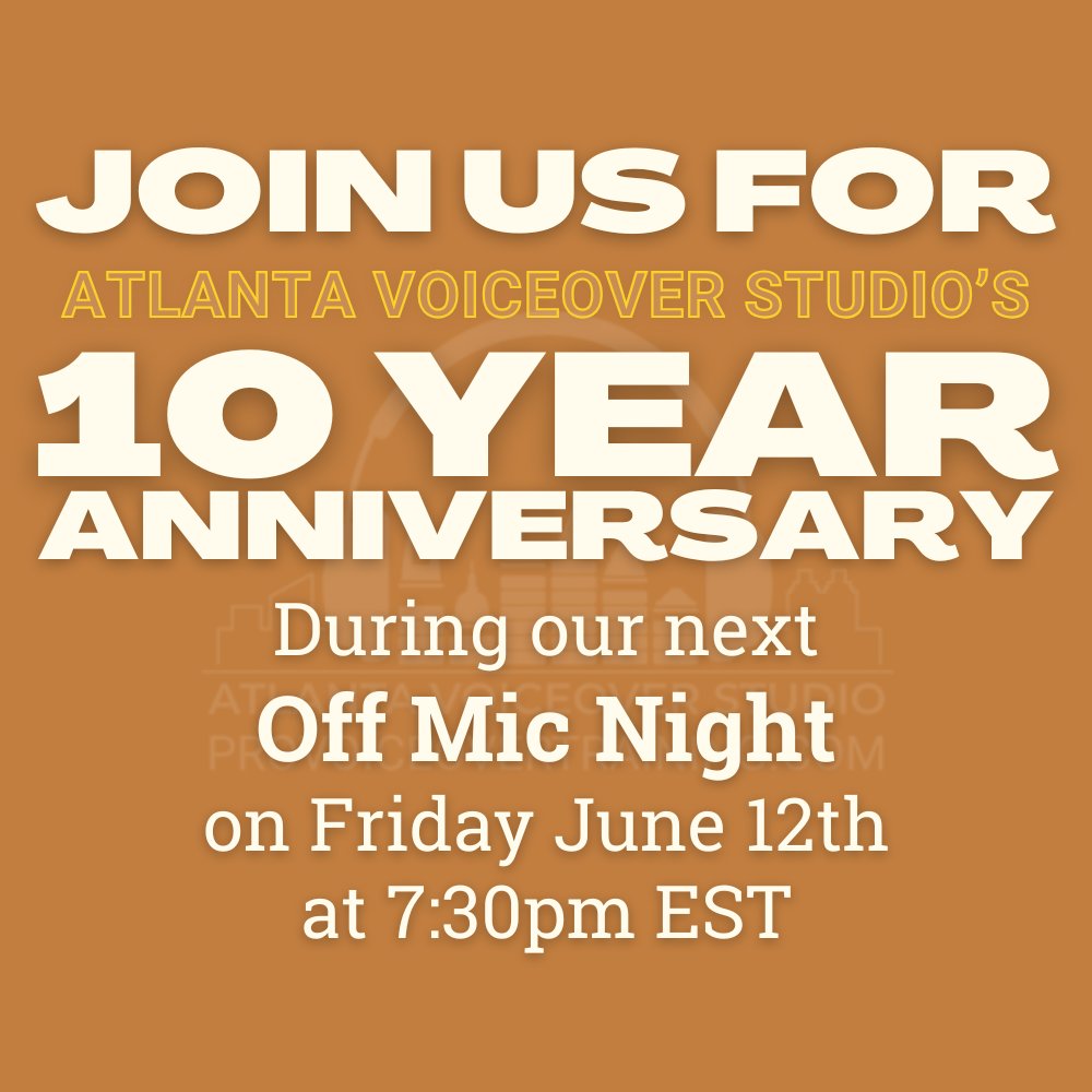 ATLVOStudio's tweet photo. We're excited to see everyone at our 10-Year Anniversary, celebrating a decade of this fantastic community &amp; the wonderful people who made it!

Get out of the booth &amp; meet us at Fire Maker Brewery for some time away from the mic.

Learn more &amp; RSVP at https://t.co/aCrHOEAp03 https://t.co/3jJ7tjY0cd