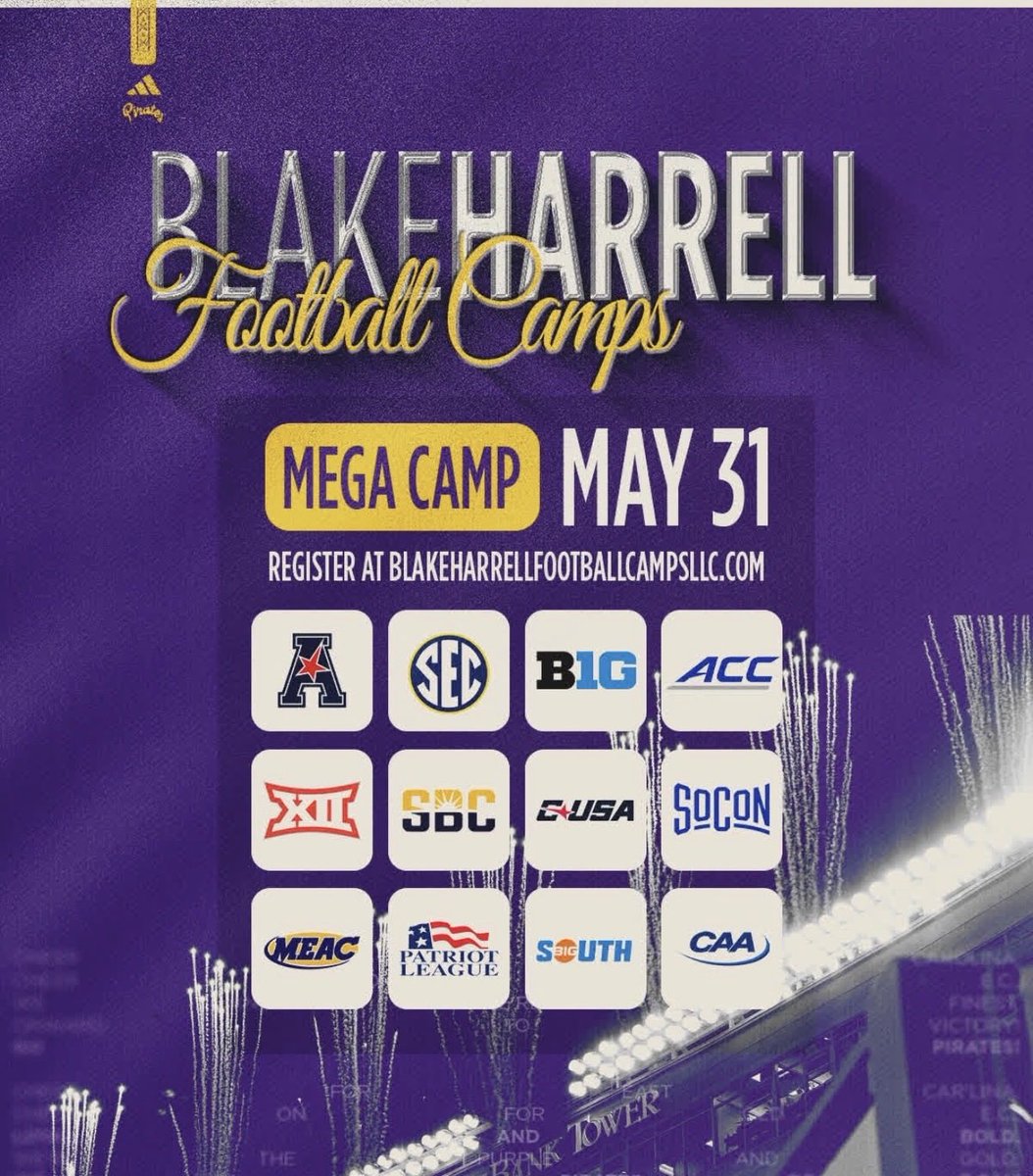 Maurice_Howell1's tweet photo. I will be @ECUPiratesFB Mega Camp May 31st @TeaganWilk9 @Coach_B_Harrell @lgware Looking forward to competing ‼️

@FB_CoachFitz @behrendt_colton @CoachScherer @brady_bp @cmacc16 @WIHS_Football https://t.co/99bQdUyyTu