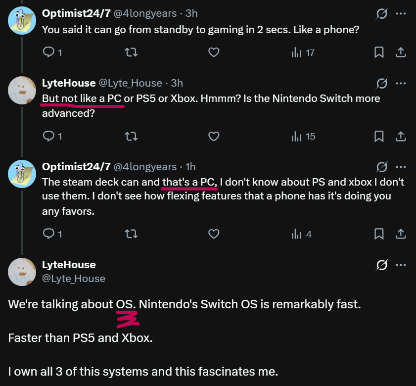 4longyears's tweet photo. @Lyte_House @Grummz I'm triggered? You're the one who's saying one thing after another without making a point. "We're talking about OS" and what does the steam deck use, ohh right steamOS. You're just saying things for the sake of saying things now. https://t.co/85IFs9s1jH