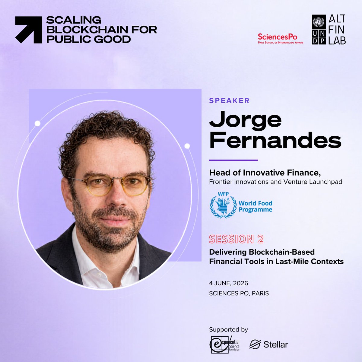 UNDP_AltFinLab's tweet photo. At @sciencespo, Jorge Fernandes of @WFPInnovation joins Session 2 of #ScalingBlockchainForPublicGood.

Join us👇
https://t.co/PpvXI9Ayy4 https://t.co/sdKX5MVZqW