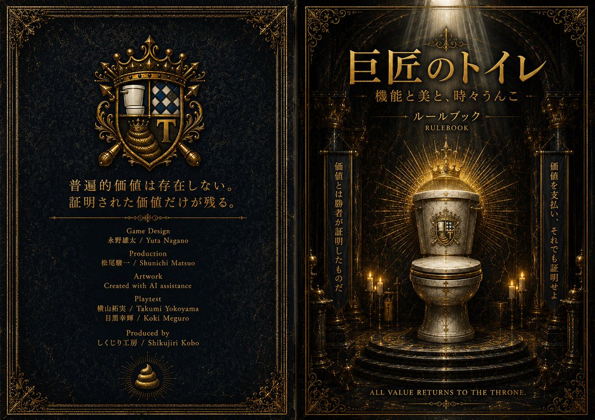 YutaNagano_kobo's tweet photo. 【巨匠のトイレ｜しくじり反省会④】
#ゲームマーケット2026春

初出展で多くの "しくじり" を経験した
#しくじり工房

その中でも大きかったのは、
圧倒的な『勉強不足』

・今ウケているボードゲームの市場調査
・テーマ／価格帯／アートワークの受け止められ方
・制作前に準備すべきこと
・ゲムマ公式サイトでの告知
・各種SNSでのプロモーション
・会場でのゲーム説明
・販売数の現実的な見積もり
このあたりを、手探りのまま始めてしまった。

特にヒヤリとしたのは、販売数の見積もり。
ゲーム内容が固まった段階で、
AIに企画書を食わせ、販売数を予測させたところ、
500〜1000個という強気すぎる数字が出てきた。

これを鵜呑みにしていたらと思うと、
背筋がヒヤリと凍り付く。

実際には、
サークルの実績や認知度、
プロモーションの量や質など、
ゲーム内容以外の要素も販売数へ大きく影響する。

だが当時は、
そうした前提情報を十分に入れないまま、
AIに予測をさせてしまった。

その結果、
現実と大きく乖離した数字が返ってきた。

実際には、
1日で500個売るには、
単純計算で約50秒に1個売り続ける必要がある。
・初出展
・実績／認知度なし
・高単価（4800円）
・インスト負荷あり
この条件でその数字は、
完全に無理ゲーだと判断した。

サークルメンバーに個人出展経験者がいたこともあり、
最終的には現実的な生産数に落とせた。

今回の収穫は、
『今の自分たちの実力を測れたこと』

実力を測れたことで、
次の目標や計画では、精度を高められる。

初回制作では、
知らないまま突っ込んだ部分が多すぎた。

次回制作では、
この『勉強不足』をひとつずつ潰していく。

引き続き、
"しくじり" から得た反省や学び、
制作記録を公開してい���ます。

#ボードゲーム
#ボドゲ
#ゲーム制作