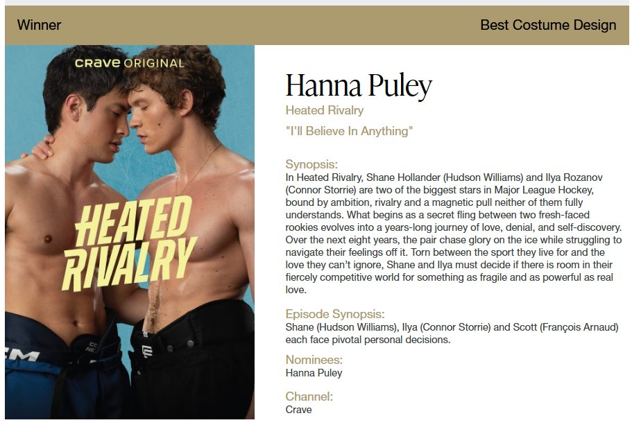 heatedrivalnews's tweet photo. 🏆 Congratulations to Hanna Puley for winning, "Best Costume Design" for the episode, “I'll Believe In Anything,” at the CSA Scripted Television Awards, May 30, 2026!!!!!!

But who could have doubted, when that fleece alone started a movement? https://t.co/91c2drbNAq