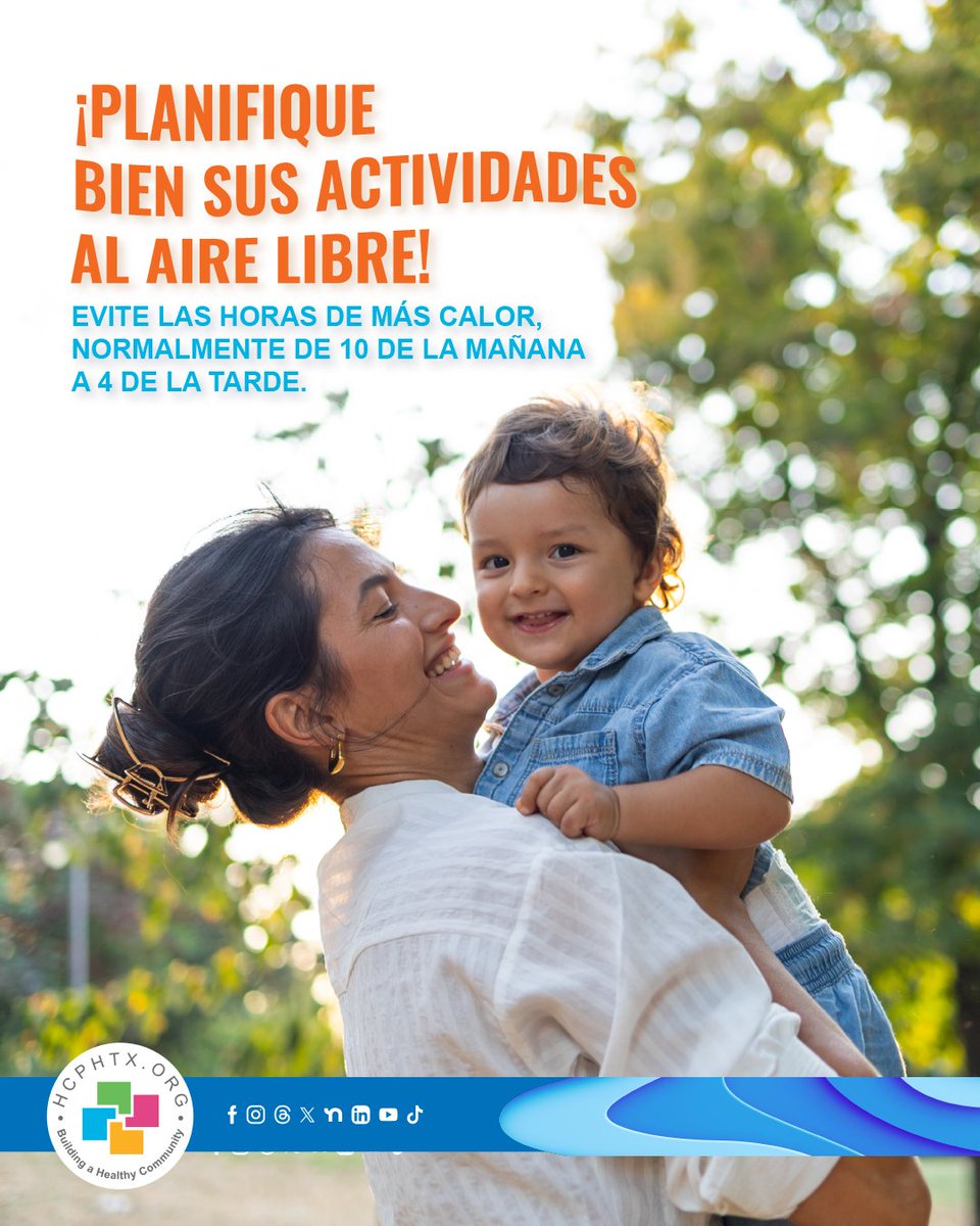 hcphtx's tweet photo. ¡Manténgase seguro durante el calor con estas sugerencias! ☀️ 
Manténgase hidratado, vístase con colores claros, evite las horas de más calor y proteja su piel con protector solar. Manténgase seguro y protéjase del calor. 

📞 Llame al 211 para obtener recursos de enfriamiento 
↳ Más información sobre cómo mantenerse a salvo: https://t.co/UjVlv468sE