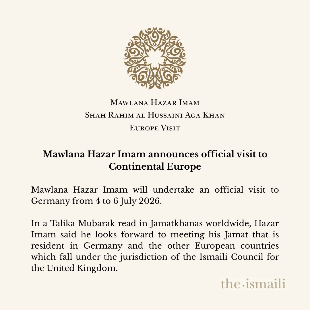 EsquireZac's tweet photo. Congratulations to the German Ismaili community. His Highness Prince Rahim Aga Khan V will be visiting Germany in July to meet the Ismaili community. https://t.co/twAdiogBWr