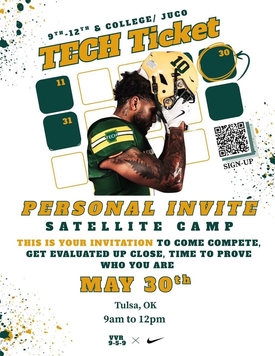 Hayes55Evan's tweet photo. Thank you to the Arkansas Tech’s coaching staff for a great camp experience today. Had a great time competing and showing  my skills.@RoyThompsonFB @CoachFantuzzi @FrankEspy https://t.co/3QMNsd74Yh