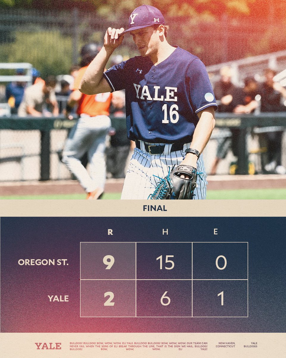 YaleBaseball's tweet photo. The journey ends in Eugene.

Congratulations to the Bulldogs on a great season https://t.co/KwLbdie0Sc