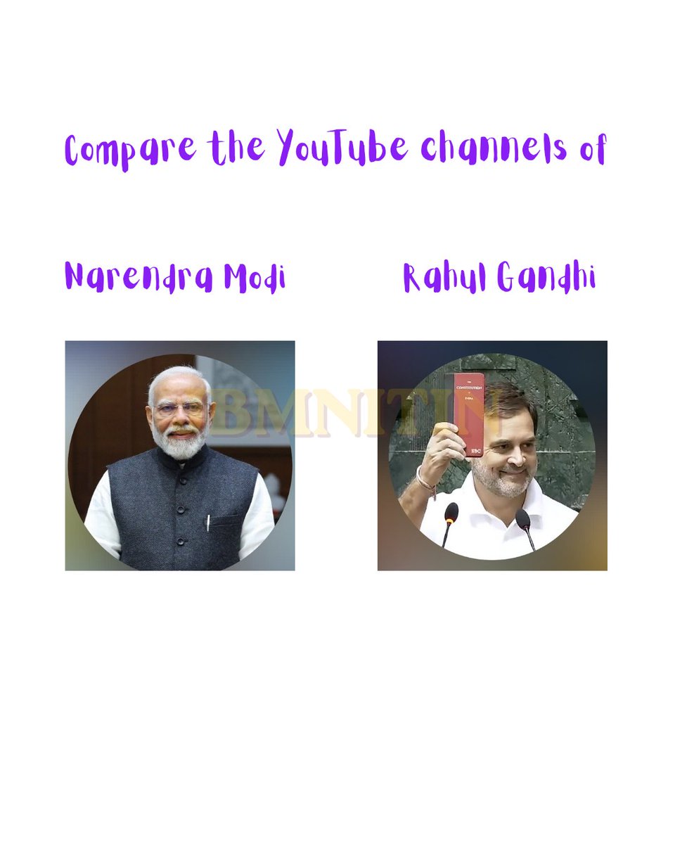 jbmnitin's tweet photo. Compare the youtube channel of Narendra Modi &amp; Rahul Gandhi 
#narendraamodi 
#rahulgandhi
#youtube 
#fyp https://t.co/2TnKLr7p9E