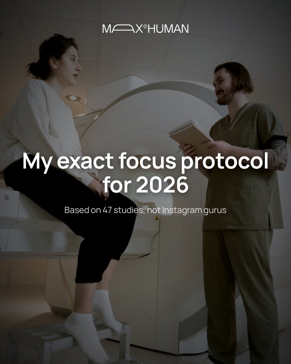 themaxhuman's tweet photo. My exact focus protocol that actually works:

• Lion's Mane: 500mg morning
• Rhodiola: 300mg fasted
• Magnesium Glycinate: 400mg evening
• 20min morning sun exposure
• No screens 1hr before bed

What's your go-to focus hack? https://t.co/xXnqxOrHEF