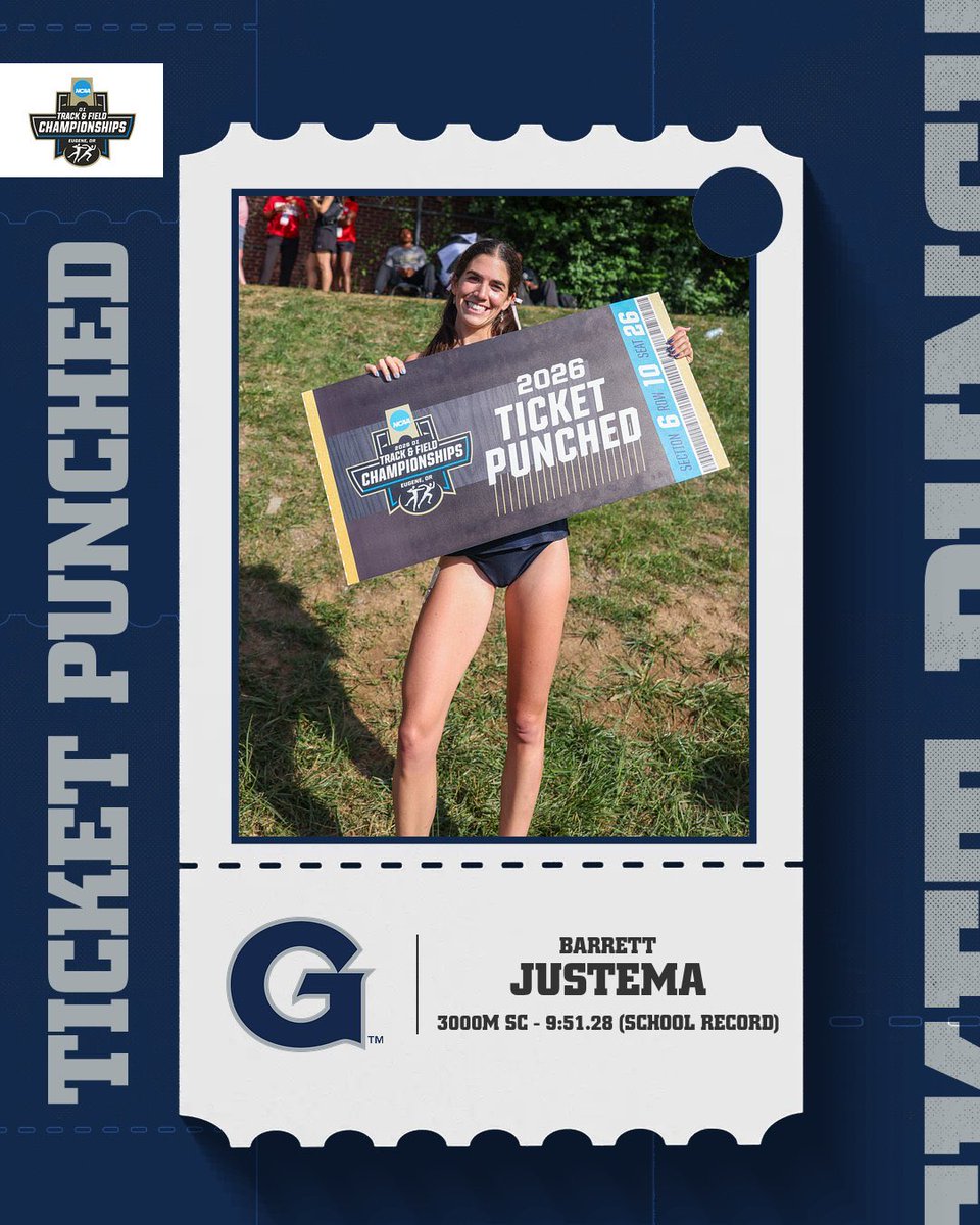 HoyasTrackXC's tweet photo. ANOTHER SCHOOL RECORD FOR BARRETT! 🔨🧱

Barrett lowers her own program record in the steeplechase to an incredible 9:51.28 to qualify for the NCAA National Championships! She’s the only Hoya in school history to go sub-10 in the event.

#HoyaSaxa #HoyaBold https://t.co/8EYh8BLOmj