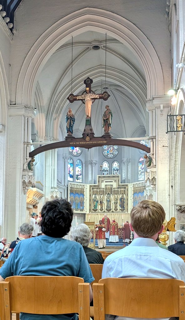 P_G_Anderson's tweet photo. The 90th anniversary of the death of Percy Dearmer at S.Mary's Primrose Hill, a blessed pilgrimage. Mark Chapman spoke of Dearmer's concern for worship that spoke of Christian duty and God's beauty, unlike Victorian sentimental mush. Fine BCP liturgy, hymns to folk tunes, by RVW. https://t.co/9UK2gGn3gM