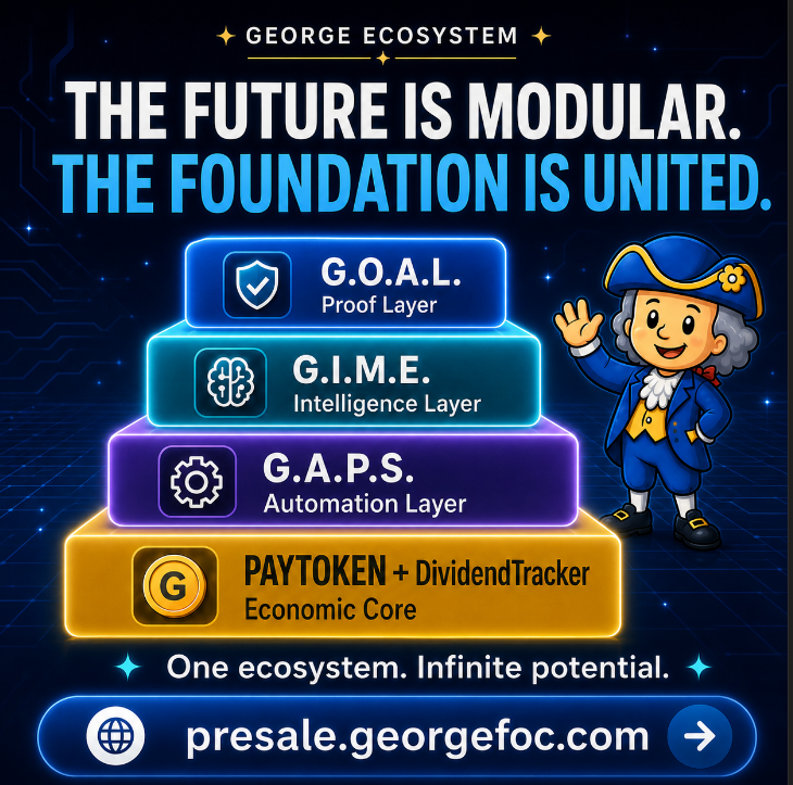 GEORGE_FOC's tweet photo. The backbone matters, because future services need unified architecture.

•  G.O.A.L.
•  G.I.M.E.
•  G.A.P.S.
•  Economic Core.

Stay early. Stay informed. https://t.co/QL3w6khXWP 🇺🇸

#presale #250th #rollout #georgefoc #GAPS #GOAL #GIME #paytoken https://t.co/9Swv78ri6M