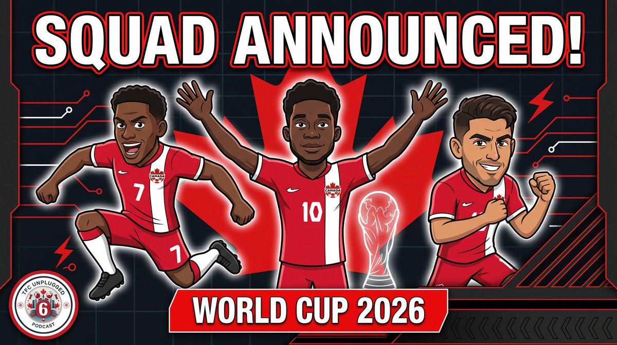 TfcUnplugged's tweet photo. 🚨 THE SQUAD IS OFFICIALLY HERE! 🇨🇦⚽️
We’re breaking down #CANMNT  World Cup 2026 roster with ZERO filter. Jesse Marsch made some calls, and we aren’t holding back on the snubs, the surprises, and the defensive risks. 
Is this team ready for home soil or are we headed for madness? 
🔴👇Watch the full reaction: 
https://t.co/hRHJ6cLHwW
Make sure you stick around for the very end... 
Sean does a good ghost Impression 🤣, listen carefully !
#CanMNT #WorldCup2026 #TFCUnplugged #CanadaSoccer