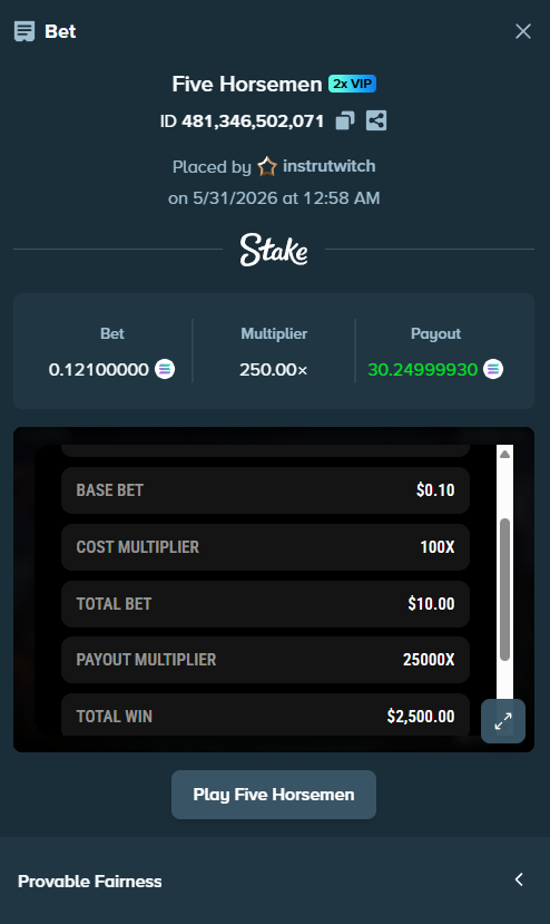 instrucoreX's tweet photo. It's my lucky day on Stake, +30 SOL on a 0.10$ bet 25000X. 

Thanks @Stake https://t.co/fV6l2q3Qar