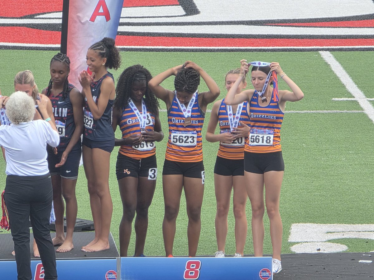 NPGrizzliesTF's tweet photo. The girls 4x400m Relay (Joss Goodson, Holly Lafave, Gabby Robinson &amp; Faith Abunaw) finishes 8th overall at the 2026 State Championship meet. The ladies fought hard these last 3 weeks and their hard work and efforts led to an All-State finish. Congrats ladies. 🐻⬇️ https://t.co/WUzsHEhlUU