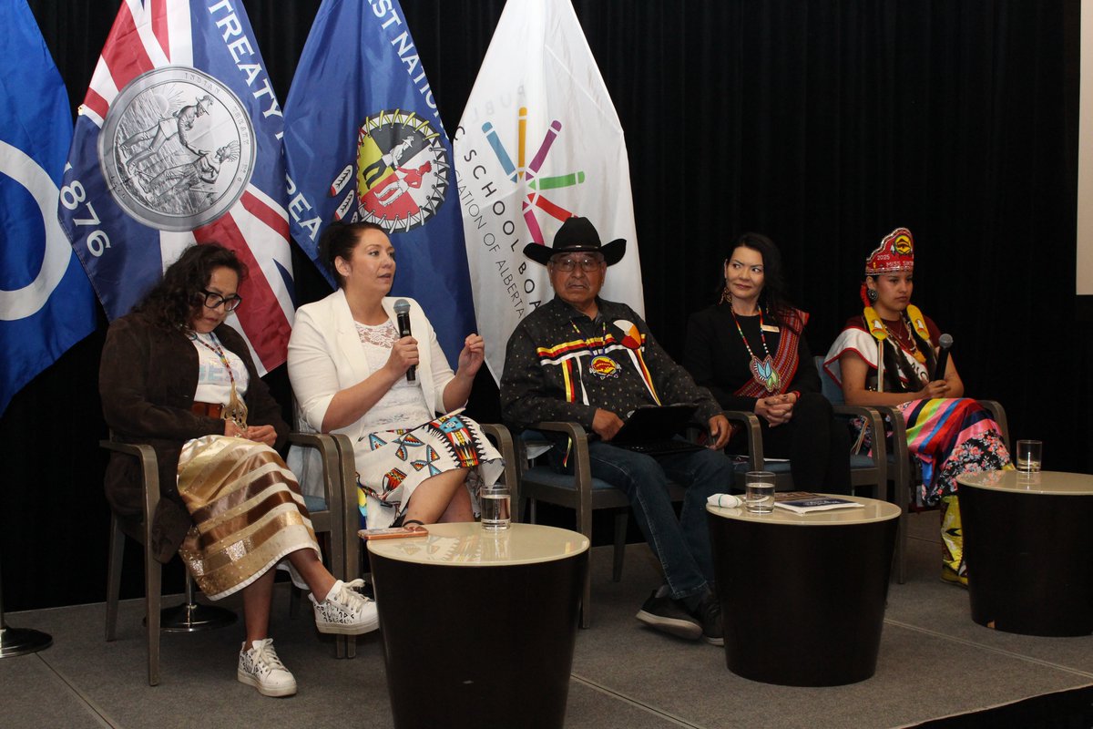 PublicSchoolsAB's tweet photo. The #PSBAA was honoured to host an Indigenous Education Panel at our Spring General Assembly. The focus: How public schools and their boards can support Indigenous student success and compassion for all. https://t.co/WIMEBkeapJ