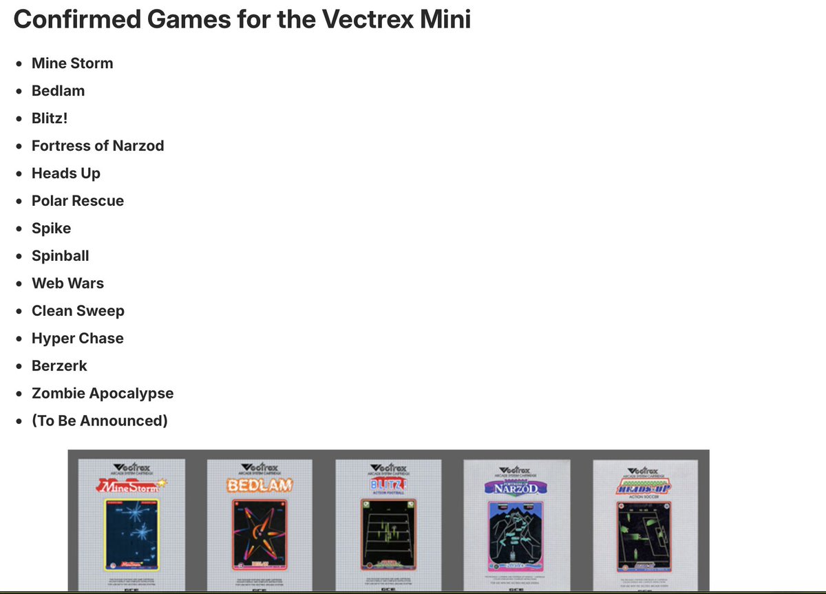 ballistikcoffee's tweet photo. Full #VectrexMini #Game list released, except for one! Those are some awesome classics. 'Cosmic Chasm' would be great on here, too. It's one of my favorites, as well as 'Rip Off.' Just sayin' :) #Gaming #Vectrex https://t.co/OwRkMjeJLG