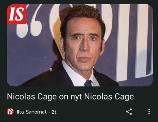 Wingless4ng3l's tweet photo. Nicolas Cage on nyt Nicolas Cage https://t.co/a7Ah2ZVAYw