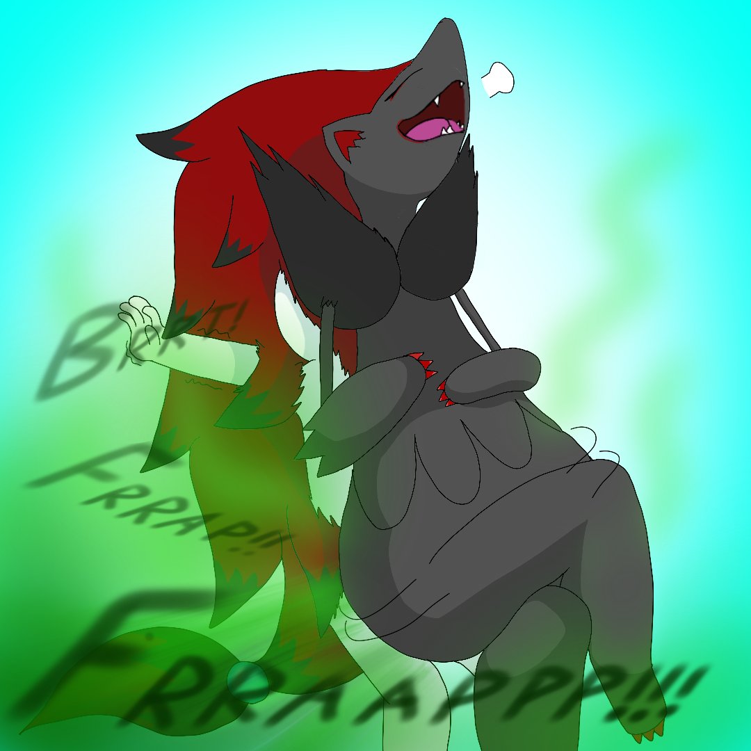 MewType1's tweet photo. A lesson to not to sit next to a Zoroark lady...

This was my actual latest art that made me remember about the old sketch. So I decided to finish them both. https://t.co/zVVPvliP5g