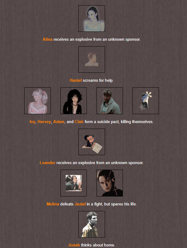 VESPERRP's tweet photo. Ivy, Harvie, Adam y Clair no pueden con la presión y acaban con su sufrimiento. Jonah y Damien están melancolicos, mientras Melina le perdona la vida al joven. https://t.co/Tyqxz2ncqh