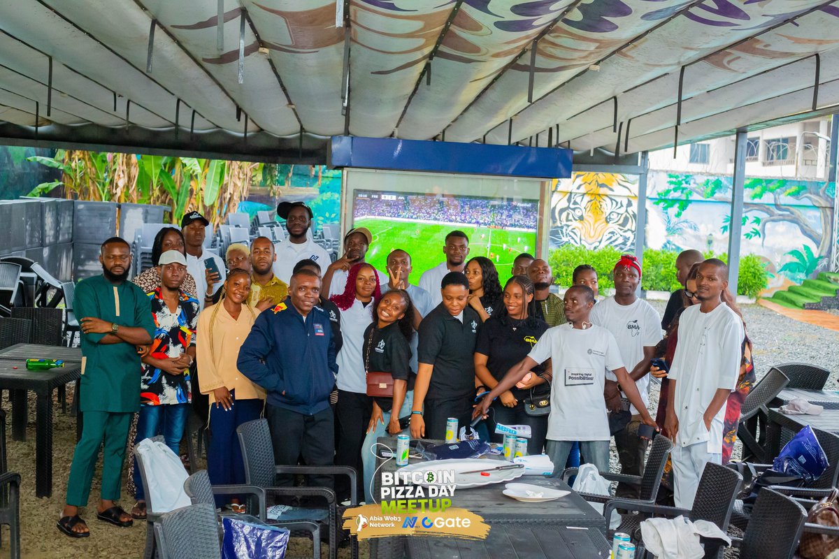 Abia_Web3Net's tweet photo. BITCOIN PIZZA DAY 2026 — ABA, ABIA STATE

On 22nd May 2026, @Abia_Web3Net joined the global community to celebrate Bitcoin Pizza Day, commemorating the first real-world Bitcoin transaction.

The meetup brought together students, builders, founders, creators, professionals, and https://t.co/PkkIca9rB3