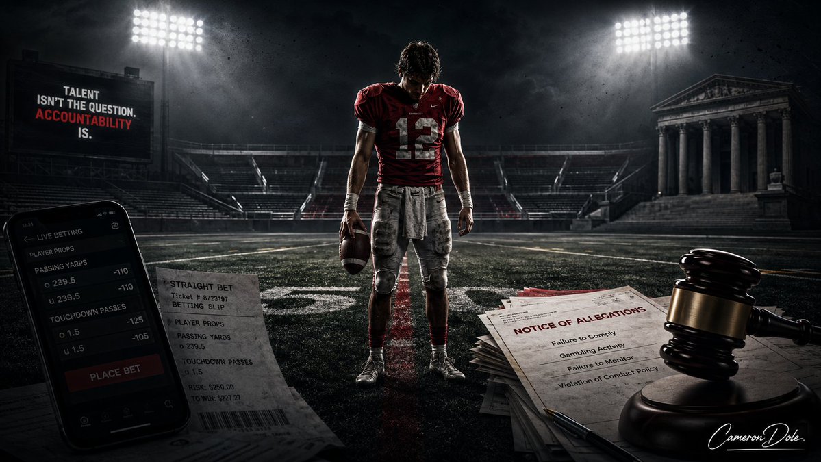 CameronDole's tweet photo. Brendan Sorsby, Gambling, and the Lost Art of Consequences

There is a point where compassion becomes enabling.

There is a point where “context” becomes camouflage.

And there is a point where somebody in modern college athletics has to grow a spine, look a very talented quarterback in the eye, and say the hard thing nobody wants to say anymore:

You broke the rule.
You knew the rule.
And no, your eligibility does not get magically resurrected because the consequences are now inconvenient.
That brings us to Brendan Sorsby, the former Indiana and Cincinnati quarterback now at Texas Tech, whose effort to keep his NCAA eligibility alive has become another exhausting chapter in America’s fastest-growing sport: explaining away personal responsibility.
Sorsby has reportedly admitted to a gambling problem. He has sought treatment. That matters. It should be taken seriously. Nobody with a soul should root against a young man getting help, getting healthy, and getting his life in order.

But getting help is not the same thing as getting a free pass.

That distinction used to be obvious. Apparently, it now needs to be written in 72-point font and duct-taped to the front door of every athletic department in America.

The issue here is not whether Brendan Sorsby deserves compassion. He does. The issue is whether compassion requires the NCAA, Texas Tech, a judge, and everyone watching to pretend that betting on sports as a college athlete — including reported bets connected to your own school — is just some unfortunate clerical error. Like forgetting to turn in a biology worksheet. Like accidentally wearing the wrong socks to practice.

It is not.

Sports gambling is not a gray area for college athletes. It is not hidden in the fine print next to the cafeteria meal plan. It is not some dusty rule buried behind 19 pages of NCAA jargon and legal Ambien. Every athlete knows the deal.

Do not bet on sports.

Especially do not bet on anything involving your own school.

That is not complicated. That is not confusing. That is not a “modern era” mystery wrapped in NIL money and shoved into a transfer portal.

That is a bright red line.

Sorsby crossed it.

Now we are supposed to believe the real injustice is that the line still exists.

No.

The real injustice would be bending the line because the player is good enough, valuable enough, marketable enough, or quarterback enough.

That is where this whole thing becomes rotten. If this were a backup long snapper at Directional State Tech, nobody would be writing emotional institutional letters about “context.” Nobody would be racing into court asking for urgent relief. Nobody would be building a redemption runway directly into the starting lineup.

But a quarterback with real value walks into the storm, and suddenly everyone becomes a philosopher.

Suddenly the conversation becomes mental health, addiction, support systems, the hypocrisy of sports betting, the cruelty of the NCAA, and the need to protect young athletes.

Some of that conversation is fair. Sports betting is everywhere now. It is shoved into broadcasts, plastered across apps, promoted by leagues, teased by ads, and normalized by people who profit while pretending to be shocked when young men get pulled under by the current.

Yes, the sports world has a gambling problem.

Yes, the NCAA has plenty of hypocrisy to answer for.

Yes, gambling addiction is real.

But none of that changes the central fact.

A player who bets while under NCAA rules is not entitled to keep playing NCAA football just because the explanation is painful.

Explanations matter. They help us understand. They help us respond wisely. They should affect how we treat the person.

But explanations do not erase decisions.

That is the part we keep losing as a culture. We have become fluent in diagnosis and nearly illiterate in accountability. Everything is trauma. Everything is pressure. Everything is addiction. Everything is society’s fault, the system’s fault, the app’s fault, the ads’ fault, the NCAA’s fault, the money’s fault, the old rulebook’s fault, the new era’s fault.

Meanwhile, the actual decision sits there in the corner like a lonely adult at a youth basketball tournament, wondering if anybody is going to acknowledge it.

Brendan Sorsby made choices.

Reportedly, not one choice. Not two. Not a momentary slip during a bad weekend. We are talking about a pattern. A long pattern. A serious pattern. And now that the pattern has collided with the rulebook, the argument is basically this: “Yes, but he needs football.”

That may be true emotionally.

It is not a legal or moral trump card.

Sometimes the thing you love is not the thing you get to keep after you compromise it.

That is called consequence.

It is not cruelty.

It is not hatred.

It is not a lack of compassion.

It is the adult world finally arriving at the front porch, knocking once, and saying, “We need to talk.”

And frankly, college athletics could use a lot more of that.

Because the modern NCAA universe has become a circus where everyone wants adult money, adult exposure, adult freedom, adult leverage, adult transfer rights, adult brand deals, adult contracts, and adult treatment — right up until adult consequences walk into the room.

Then suddenly everyone is a kid again.

That cannot be the deal.

If college football players are now professional enough to command massive NIL money, professional enough to build brands, professional enough to transfer like free agents, and professional enough to have legal teams fighting eligibility battles, then they are professional enough to be held responsible when they violate one of the most basic integrity rules in sports.

You cannot have it both ways.

You cannot live in the adult marketplace and hide in the youth group van when accountability starts the engine.

And for Texas Tech, the institutional defense of Sorsby may be loyal, but it also feels painfully convenient. Supporting a player in recovery is noble. Fighting to put him back under center because he gives you a better shot on Saturdays is something else entirely.

There is a difference between helping a young man heal and helping a depth chart survive.

That difference matters.

Sorsby should be supported. He should continue treatment. He should have people around him who care more about his life than his completion percentage. He should be given room to rebuild himself as a man.

But rebuilding does not require reinstatement.

Recovery does not require eligibility.

Grace does not require pretending nothing happened.

The strongest, most compassionate decision might be the one nobody in big-time football wants to make: let him get well without using football as the bargaining chip.

Because if the argument is that he needs treatment, then prioritize treatment.

If the argument is that he needs structure, then provide structure.

If the argument is that he needs support, then support him.

But do not tell the rest of us that the only acceptable definition of compassion is letting him play quarterback for Texas Tech this fall.

That is not compassion.

That is football wearing compassion’s jacket.

And it is weak.

Weak from the people trying to turn addiction into a legal crowbar.

Weak from the institutions pretending this is only about the athlete’s well-being.

Weak from a culture that has forgotten how to say, “I am sorry you are hurting, but you still do not get to escape the consequences.”

And yes — weak play, Brendan.

Not because you are struggling. Struggle is human.

Not because you sought help. Seeking help is strong.

But because after crossing a line every college athlete knows exists, the effort now is not simply to recover. It is to recover eligibility too. It is to keep the prize. It is to ask everyone else to bend reality around your story.

That is where sympathy runs into a wall.

The NCAA gets plenty wrong. It has earned distrust the old-fashioned way — repeatedly, creatively, and often with paperwork that looks like it was written by a committee trapped in a basement with decaf coffee.

But on this one, the line is the line.

College athletes cannot bet on college sports. They definitely cannot bet around their own programs. The integrity of the game has to mean something, or the whole thing becomes pro wrestling without the honesty.

Brendan Sorsby can still have a future.

He can still grow.

He can still recover.

He can still become a better man from this.

But he does not need NCAA eligibility to do that.

Sometimes the most life-changing word a young man can hear is not “yes.”

Sometimes it is “no.”

And this is one of those times.

#BrendanSorsby #NCAA #CollegeFootball #SportsBetting #AccountabilityMatters #SportsIntegrity #CameronDole