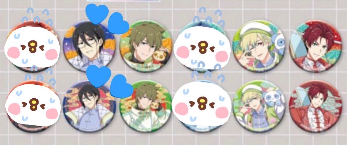 unajuudaisuki's tweet photo. 【交換】アイドルマスターSideM 缶バッジ　HMV ネオチャイナ

求：薫
譲：翼2 百々人5 鋭心2

︎︎⟡同種同士の交換優先
⟡初日現地フリー入場または通販で5~7BOX購入予定(パネル応募券を求めているため現地にて増やす予定あり)
⟡現地でのお手渡し◎
︎︎⟡検索からでもお気軽にお声掛けください https://t.co/QJwYhVfl0B